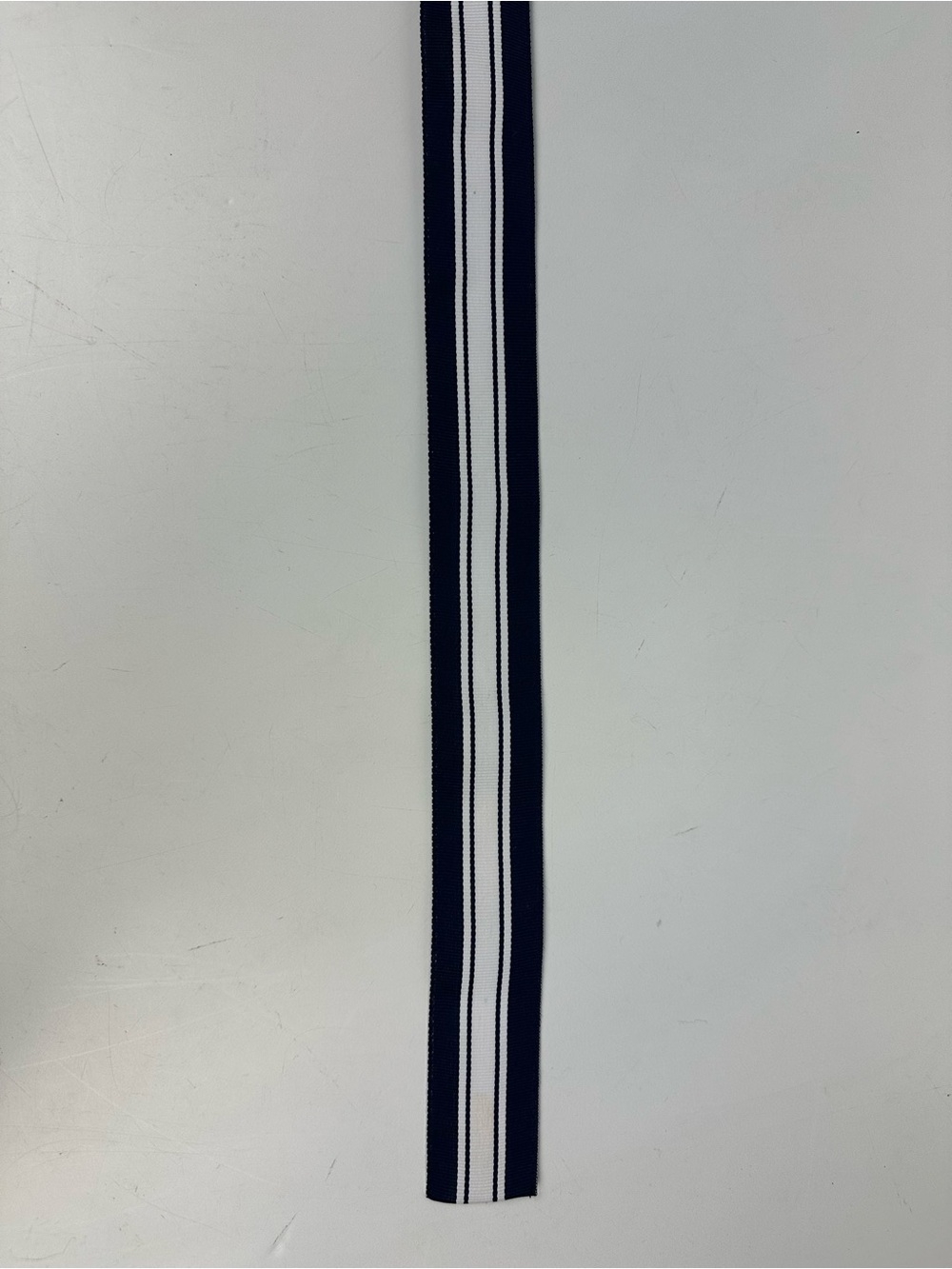 Lauren Ralph Lauren Navy and White Striped Ribbon Belt with Gold Ring - Picture 6 of 12